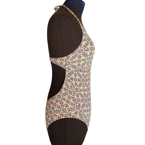 Women's Halter One-Piece Swimwear Cut Out MultiColor Swimsuit S NWOT - Picture 3 of 6